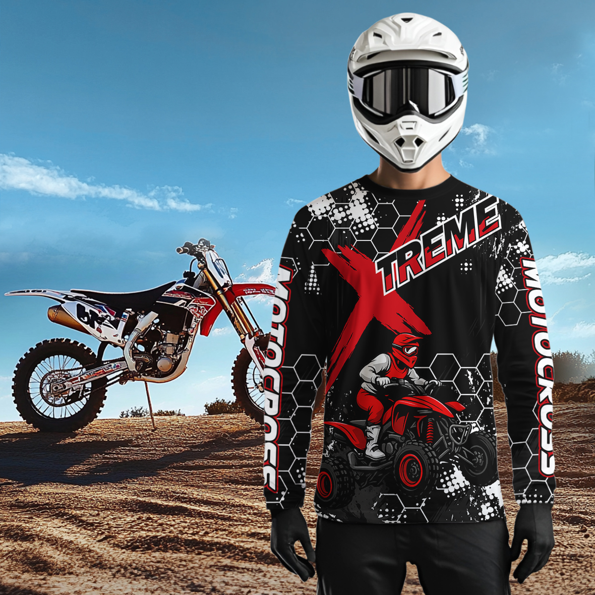 Custom ATV Racing Jersey Red-Black ATV Motocross Shirt ATV Jersey