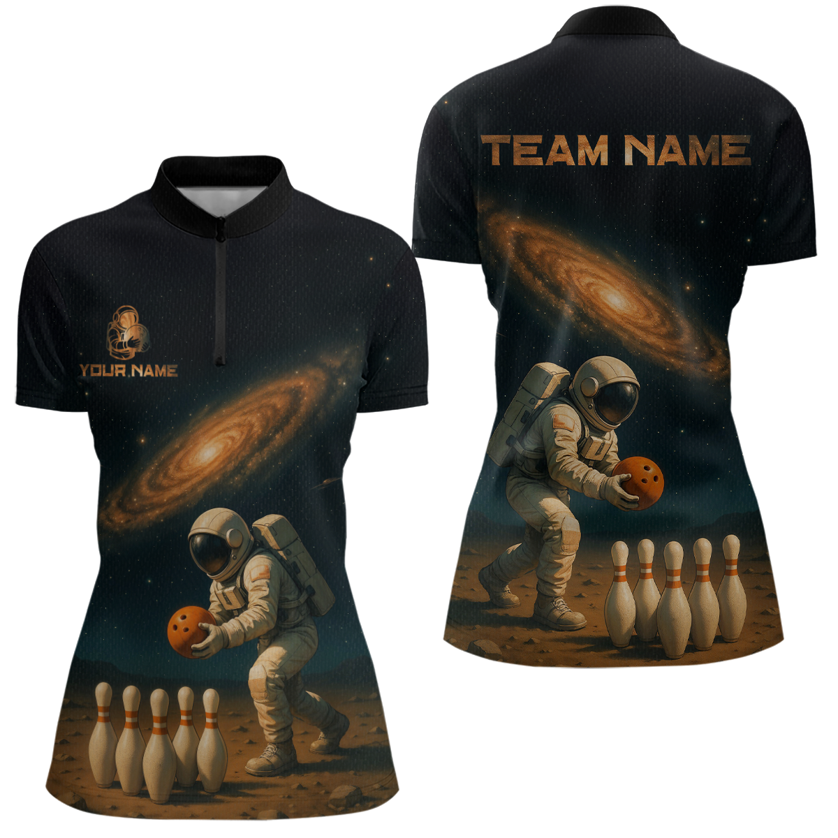 Astronaut Bowling Shirts Team Custom Bowling Polo and Quarter Zip