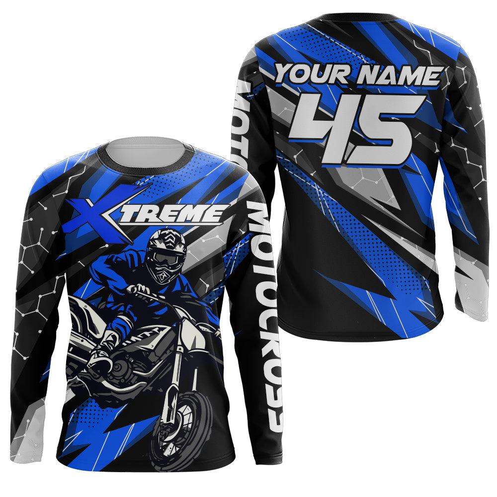 Custom Dirt Bike MX Jersey + Blue Motocross Shirt Extreme Racing