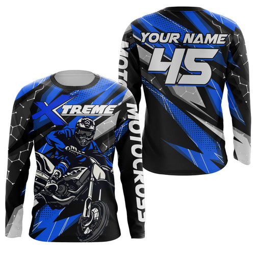 Custom Dirt Bike MX Jersey + Blue Motocross Shirt Extreme Racing