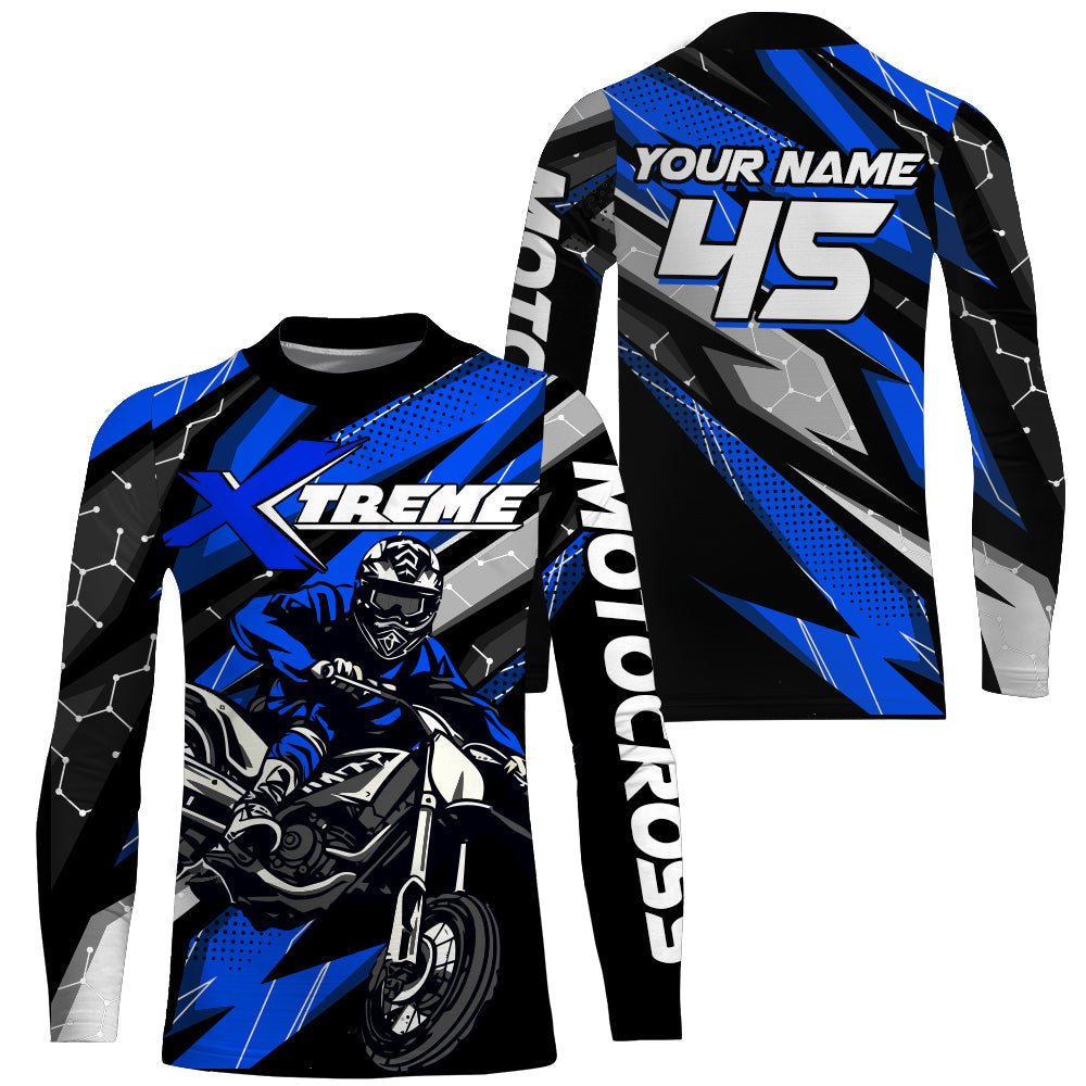 Custom Dirt Bike MX Jersey + Blue Motocross Shirt Extreme Racing