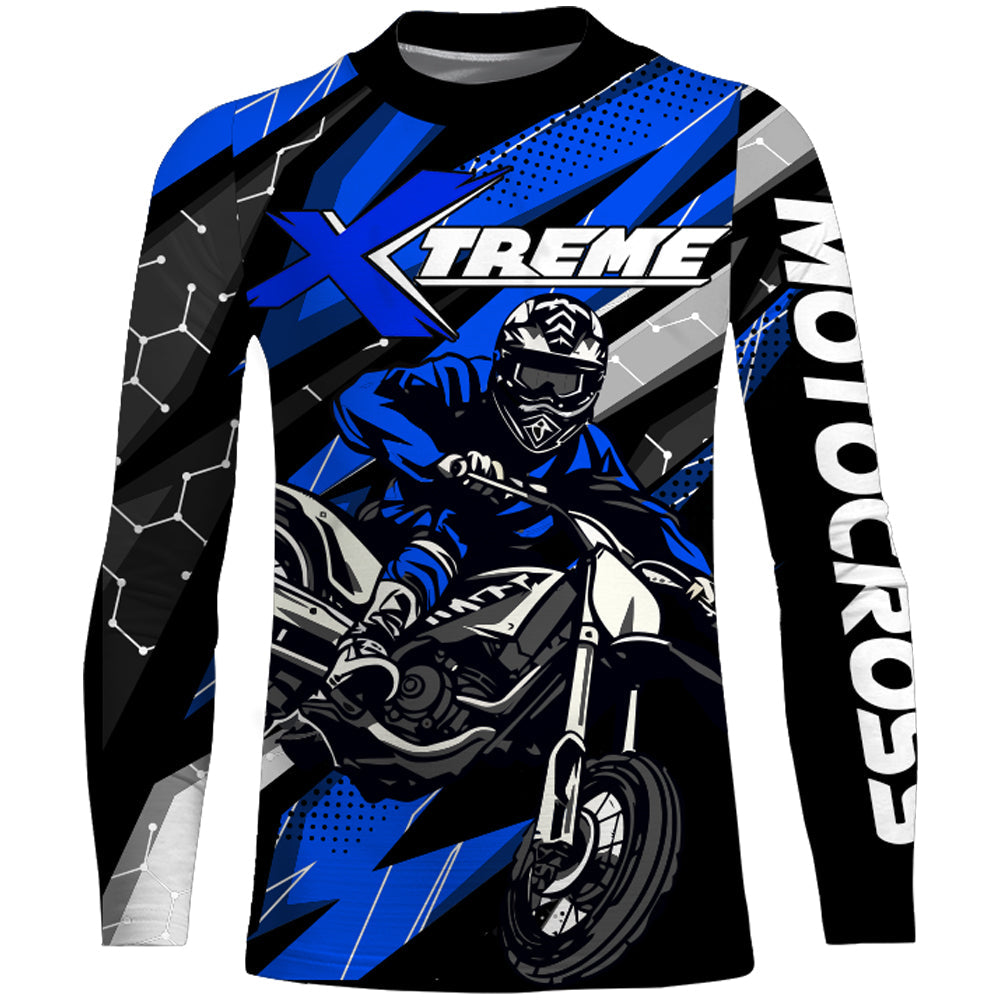 Custom Dirt Bike MX Jersey + Blue Motocross Shirt Extreme Racing