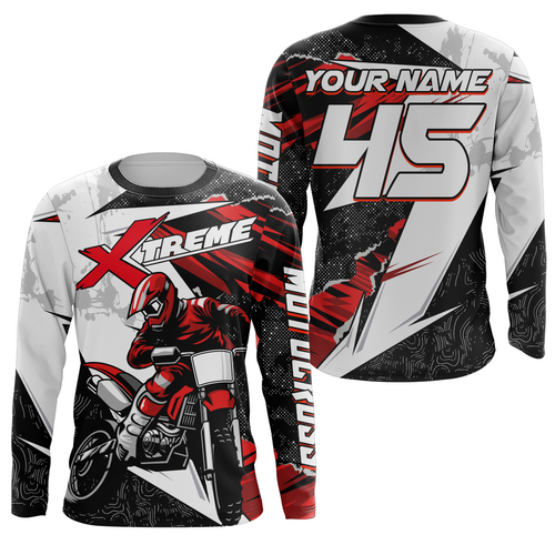 Custom Motocross Jersey + Black Red Dirt Bike Shirt Racing Off-Road Shirt