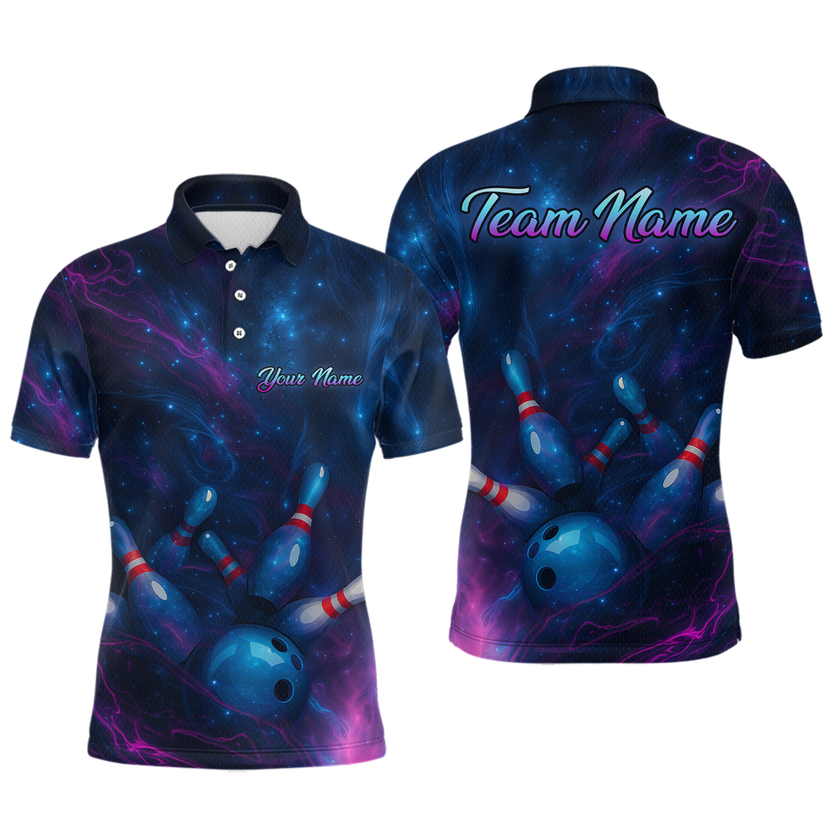 Watercolor Galaxy Bowling Shirts Team Custom Bowling Polo & Quarter Zip