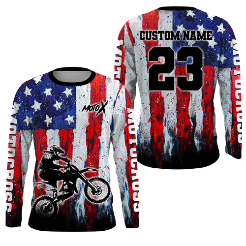 Motocross Racing Jersey + American Flag Motox Dirt Bike Shirt Off-Road Motorcycle Jersey
