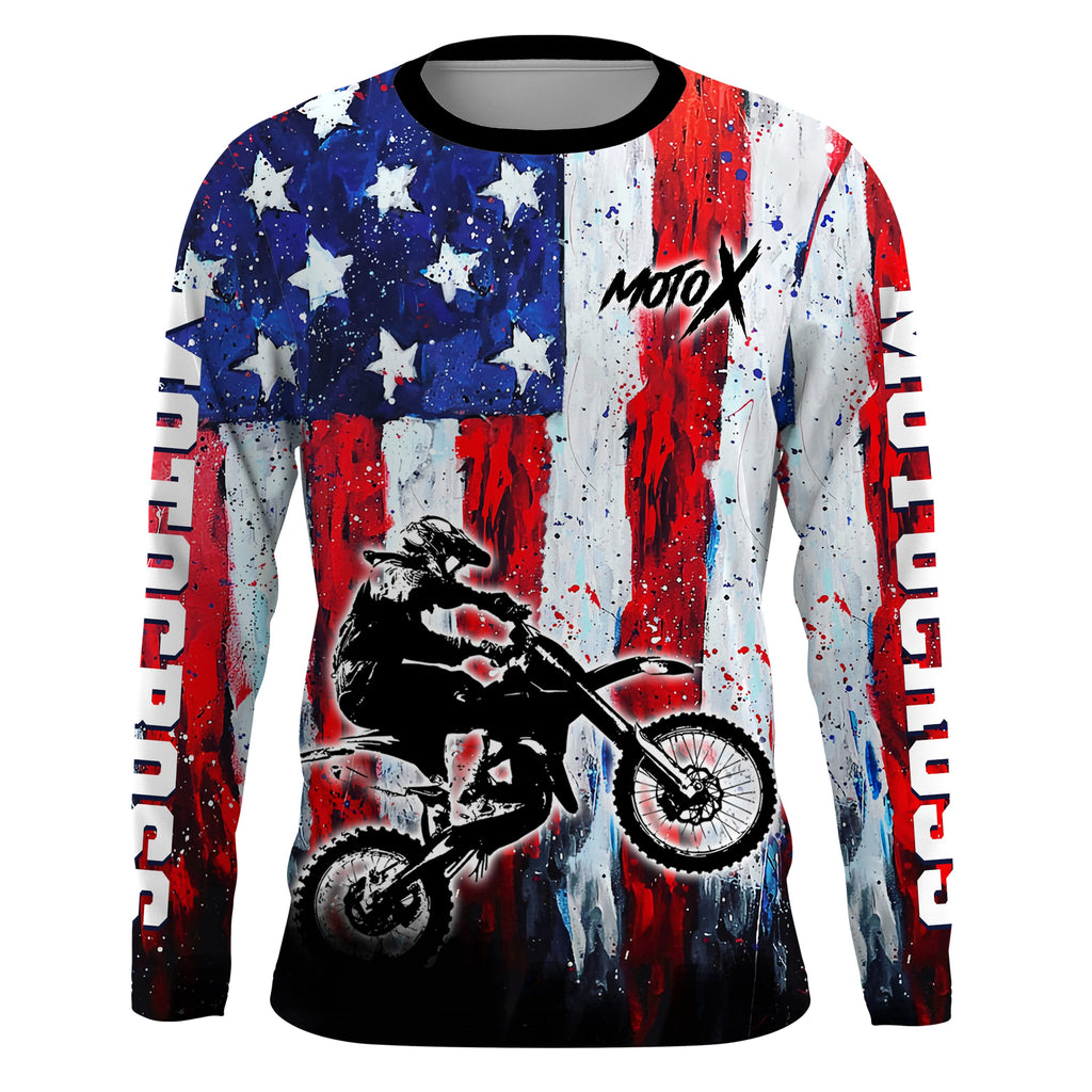 Motocross Racing Jersey + American Flag Motox Dirt Bike Shirt Off-Road Motorcycle Jersey