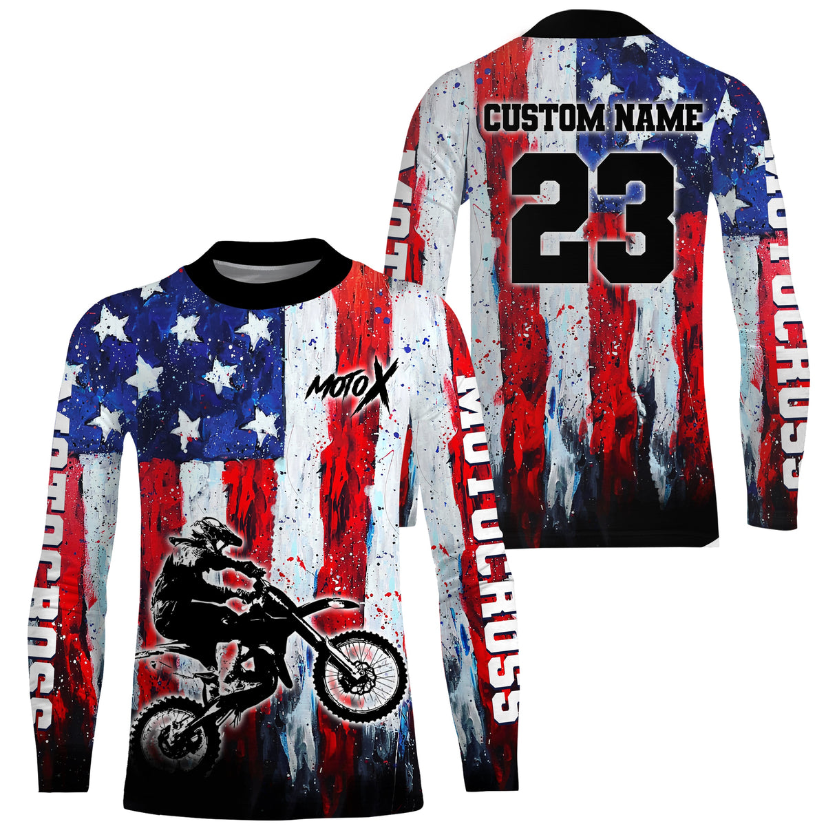 Motocross Racing Jersey + American Flag Motox Dirt Bike Shirt Off-Road Motorcycle Jersey