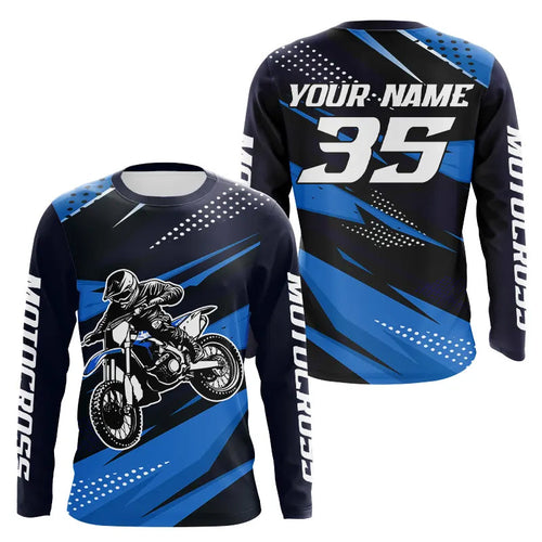 Blue Motocross Racing Jersey Upf30+ Dirt Bike Shirt Racing Jersey
