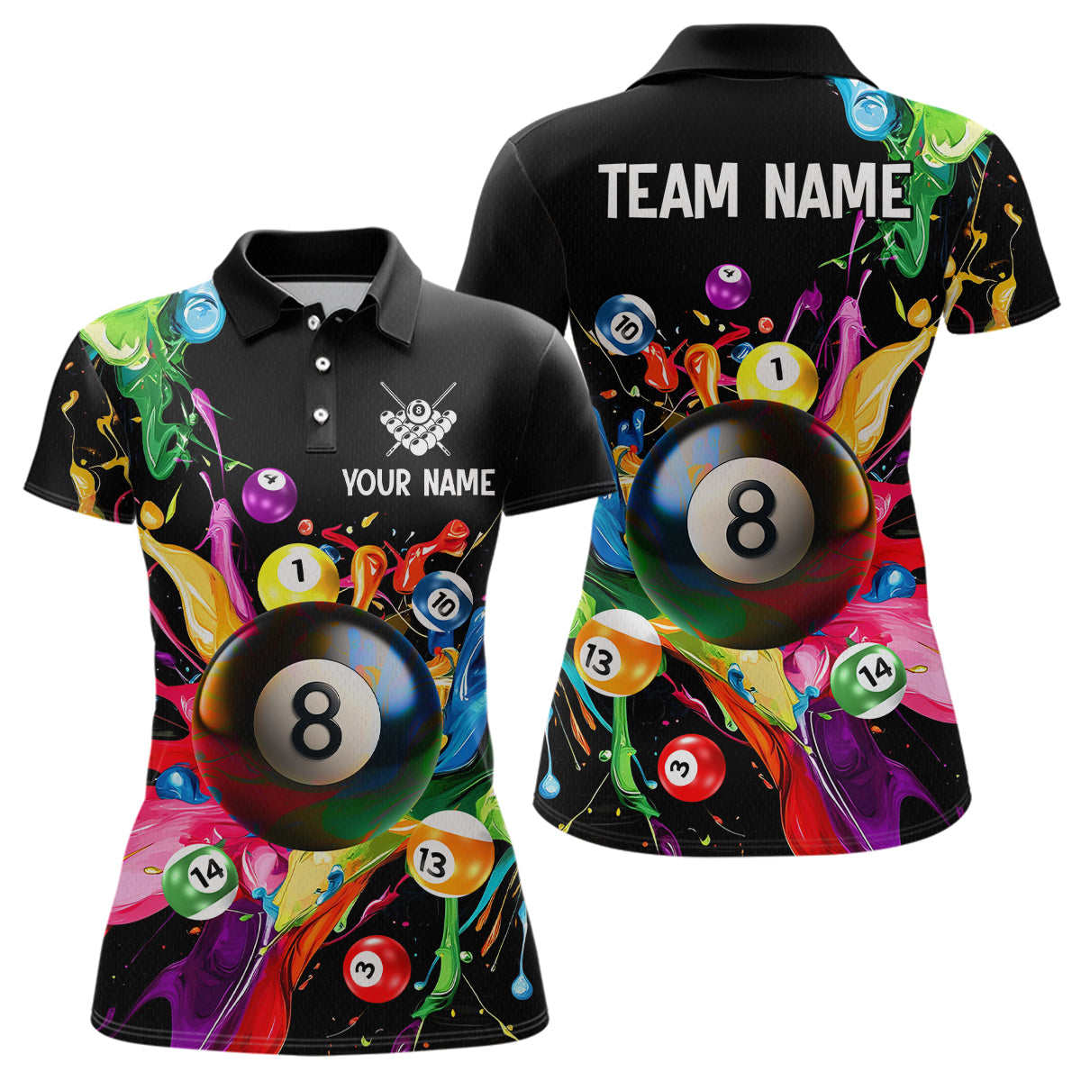 Colorful Ball Billiard Jersey Personalized Billiard Shirt, Billiard Team Jersey Polo & 1/4 Zip