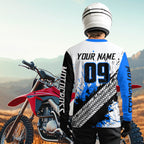 Blue Motocross Shirts Racing +Custom Dirt Bike Jersey Off-Road Shirt
