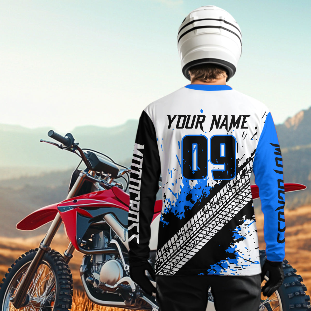 Blue Motocross Shirts Racing +Custom Dirt Bike Jersey Off-Road Shirt