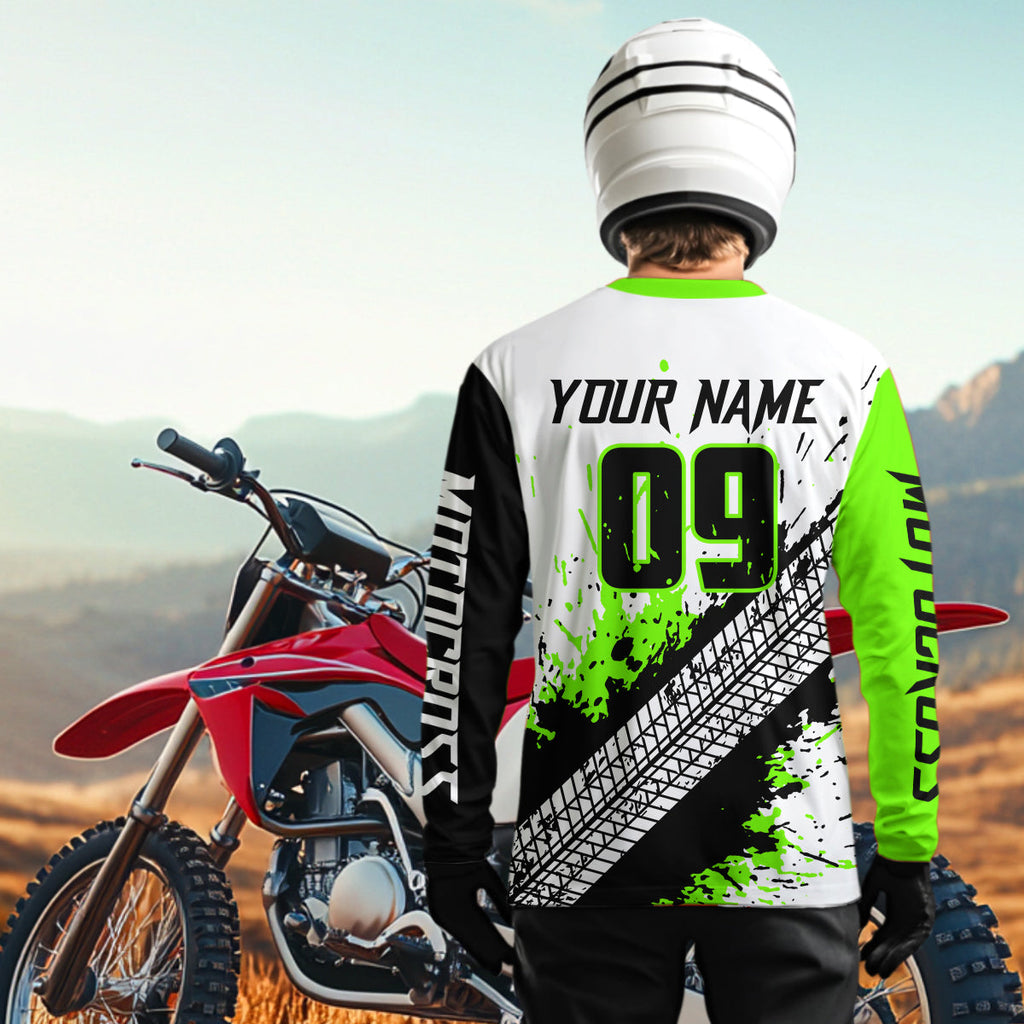 Green Motocross Shirts Racing +Custom Dirt Bike Jersey Off-Road Shirt