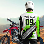 Green Motocross Shirts Racing +Custom Dirt Bike Jersey Off-Road Shirt