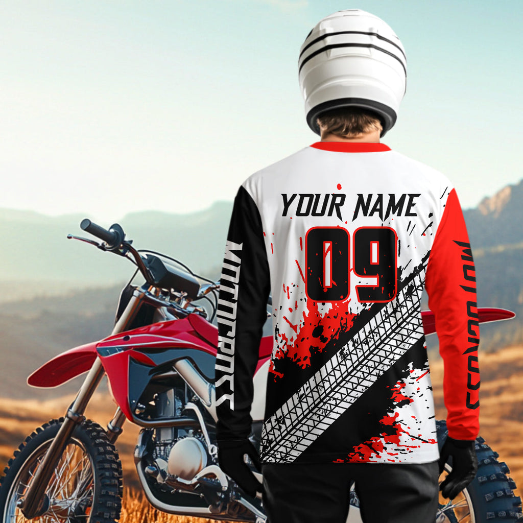 Red Motocross Shirts Racing +Custom Dirt Bike Jersey Off-Road Shirt