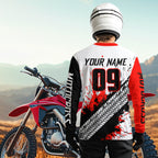 Red Motocross Shirts Racing +Custom Dirt Bike Jersey Off-Road Shirt