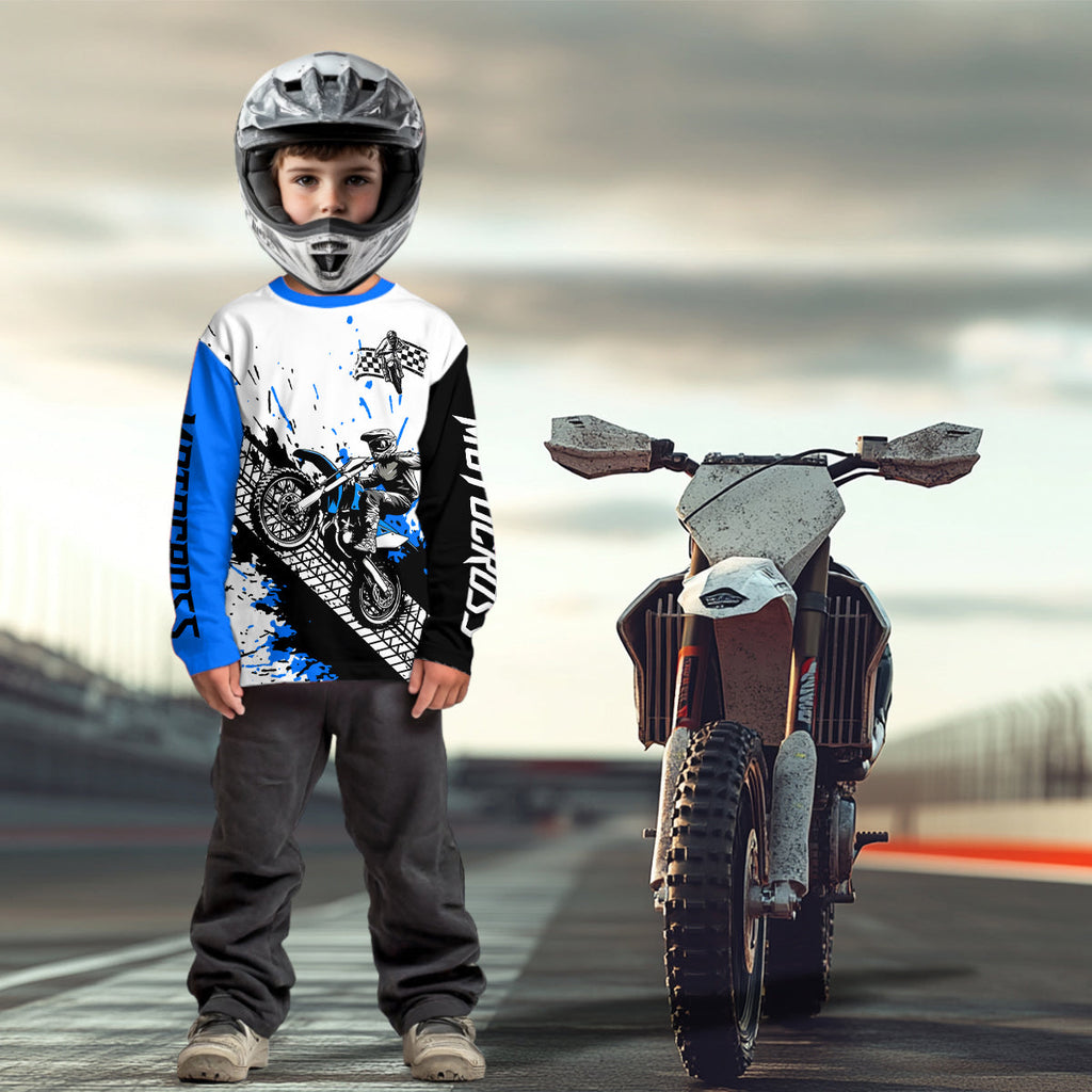 Blue Motocross Shirts Racing +Custom Dirt Bike Jersey Off-Road Shirt