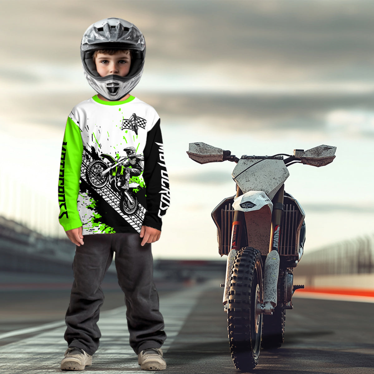 Green Motocross Shirts Racing +Custom Dirt Bike Jersey Off-Road Shirt