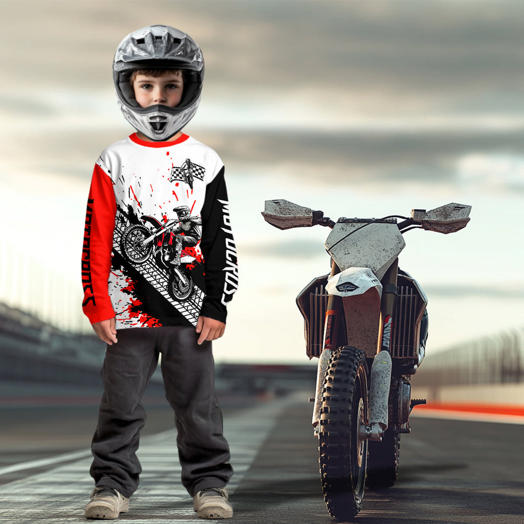 Red Motocross Shirts Racing +Custom Dirt Bike Jersey Off-Road Shirt