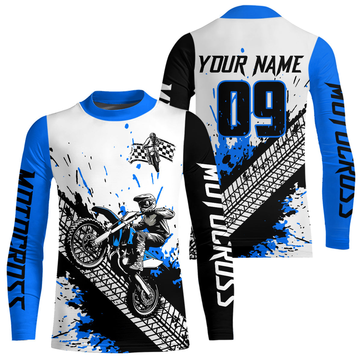Blue Motocross Shirts Racing +Custom Dirt Bike Jersey Off-Road Shirt