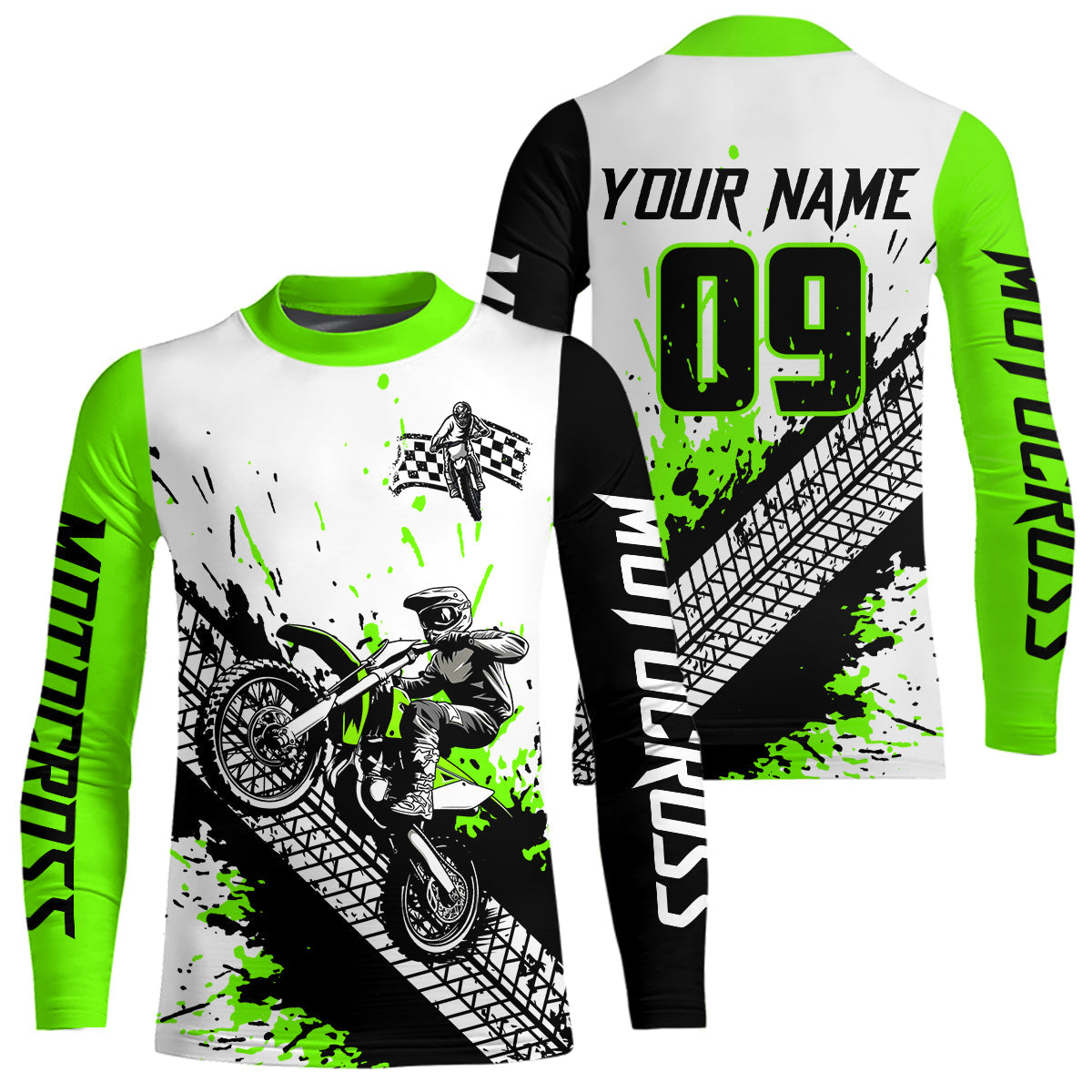 Green Motocross Shirts Racing +Custom Dirt Bike Jersey Off-Road Shirt