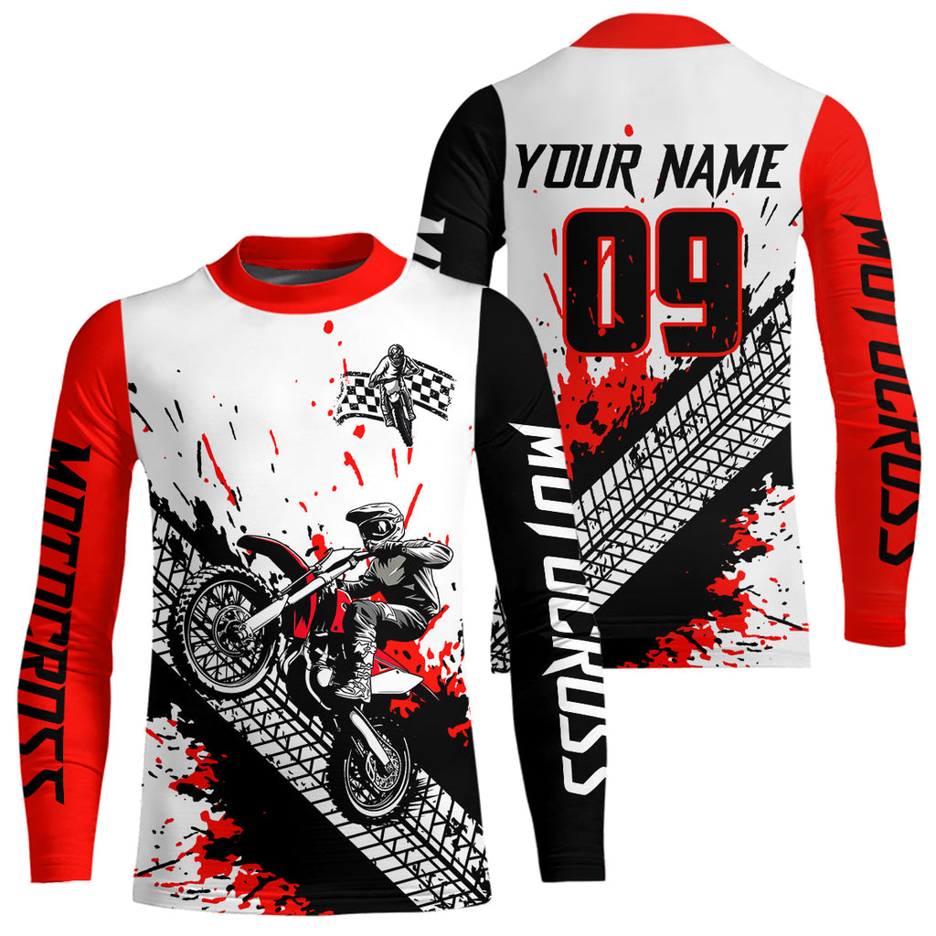 Red Motocross Shirts Racing +Custom Dirt Bike Jersey Off-Road Shirt