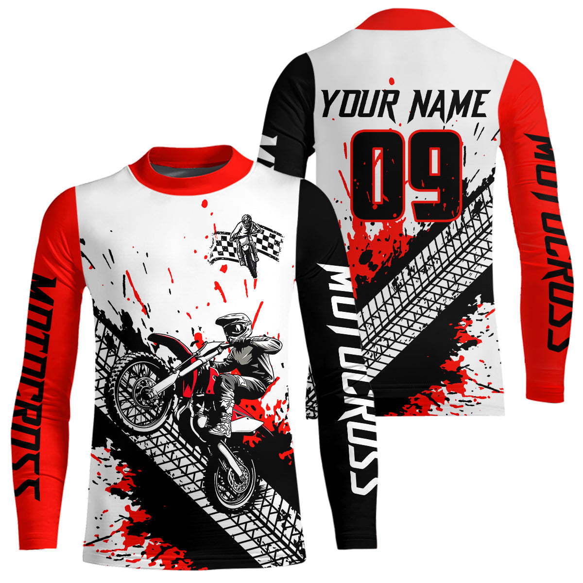 Red Motocross Shirts Racing +Custom Dirt Bike Jersey Off-Road Shirt