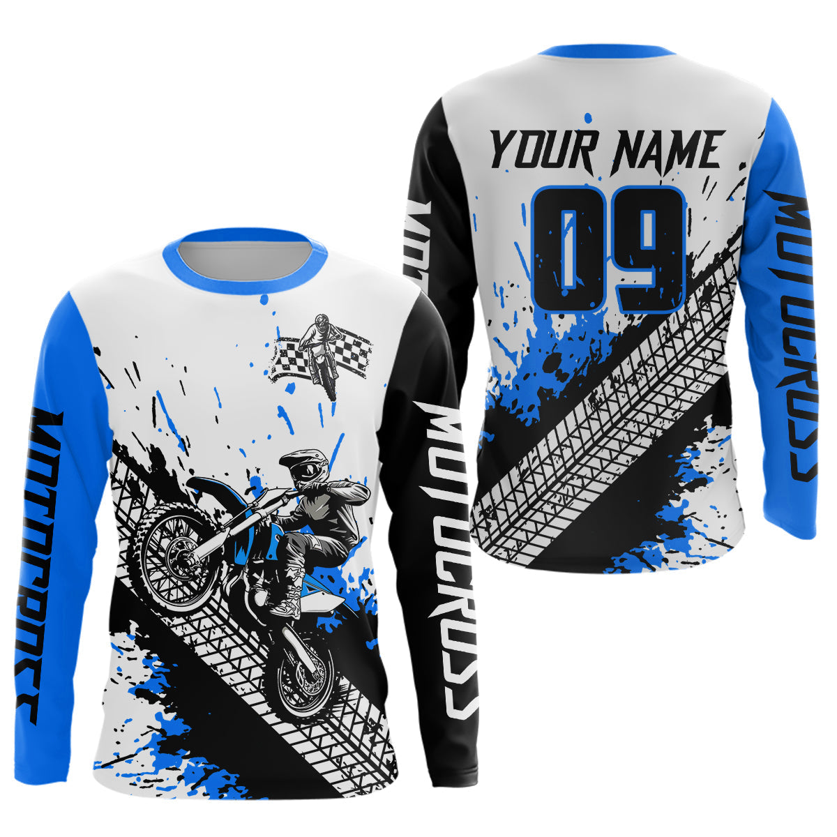Blue Motocross Shirts Racing +Custom Dirt Bike Jersey Off-Road Shirt