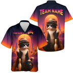 Custom Funny Cat Hawaiian Bowling Jersey Bowling Uniform Bowling Team Shirts