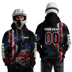 US Flag ATV Motocross Hoodie Custom ATV Off-Road Quad Bike Hoodie
