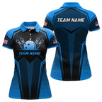 Custom Blue Bowling Jersey Bowling Team Shirts Bowling Uniform Polo & 1/4 Zip