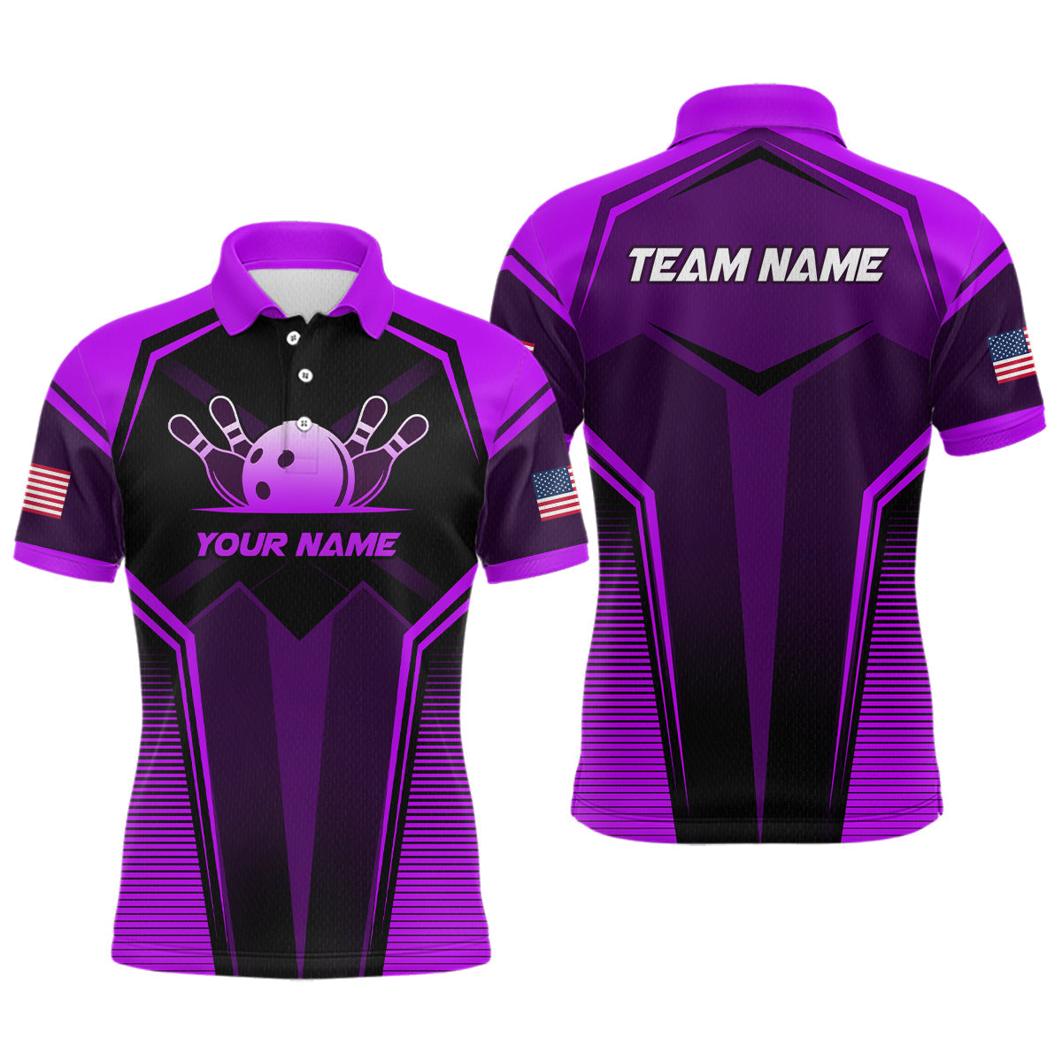 Custom Purple Bowling Jersey Bowling Team Shirts Bowling Uniform Polo & 1/4 Zip