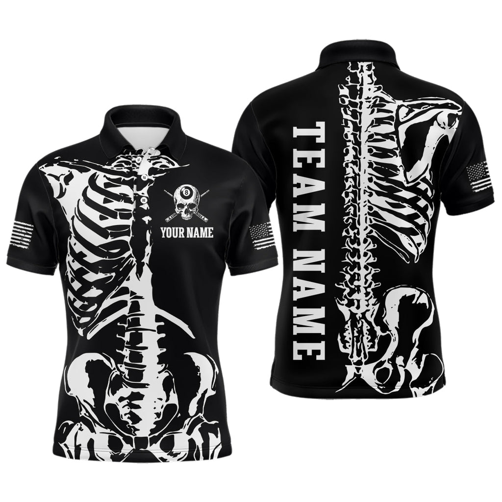 Custom Skull Bone 8 Ball Billiard Shirts Billiard Team Jerseys Polo & 1/4 Zip Shirts