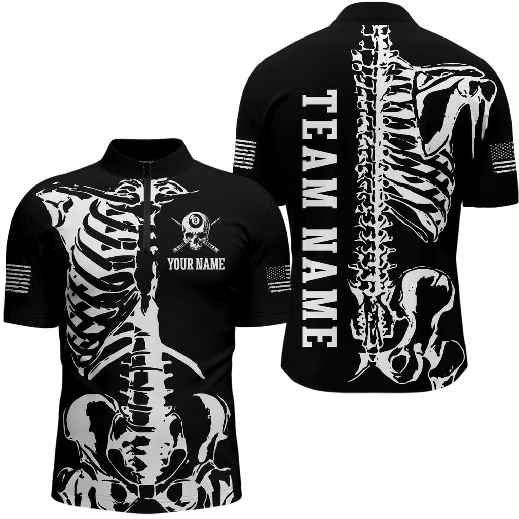 Custom Skull Bone 8 Ball Billiard Shirts Billiard Team Jerseys Polo & 1/4 Zip Shirts