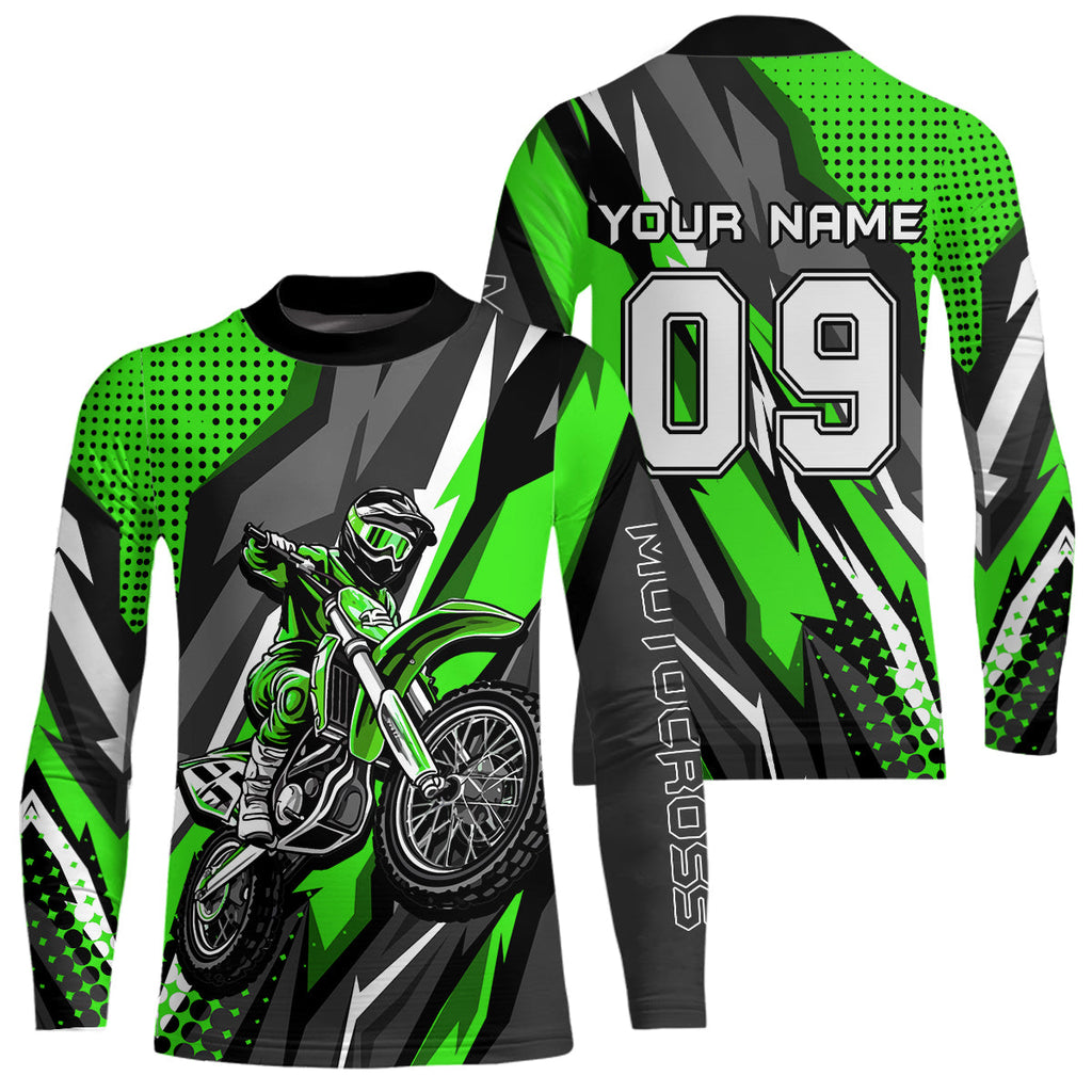 Custom Green Motocross Racing Jersey Upf30+ Dirt Bike Shirt Racing Jersey