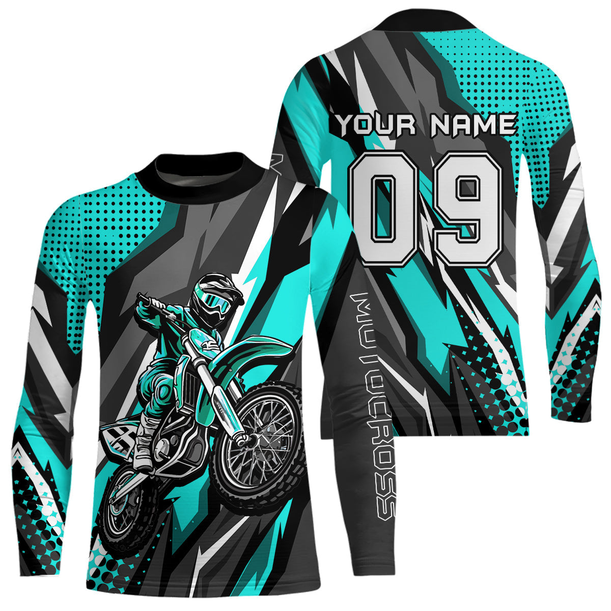 Custom Turquoise Motocross Racing Jersey Upf30+ Dirt Bike Shirt Racing Jersey