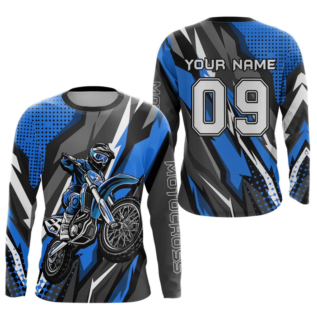 Custom Blue Motocross Racing Jersey Upf30+ Dirt Bike Shirt Racing Jersey