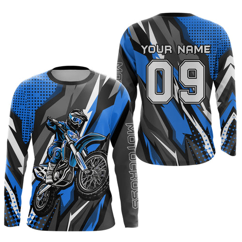 Custom Blue Motocross Racing Jersey Upf30+ Dirt Bike Shirt Racing Jersey