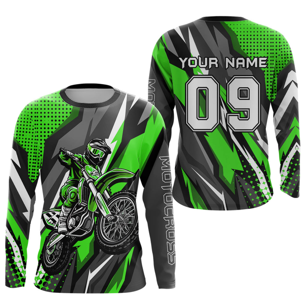 Custom Green Motocross Racing Jersey Upf30+ Dirt Bike Shirt Racing Jersey