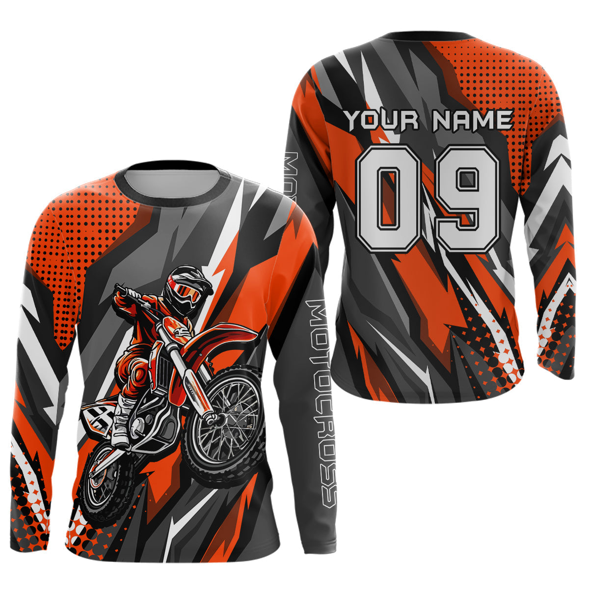 Custom Orange Motocross Racing Jersey Upf30+ Dirt Bike Shirt Racing Jersey