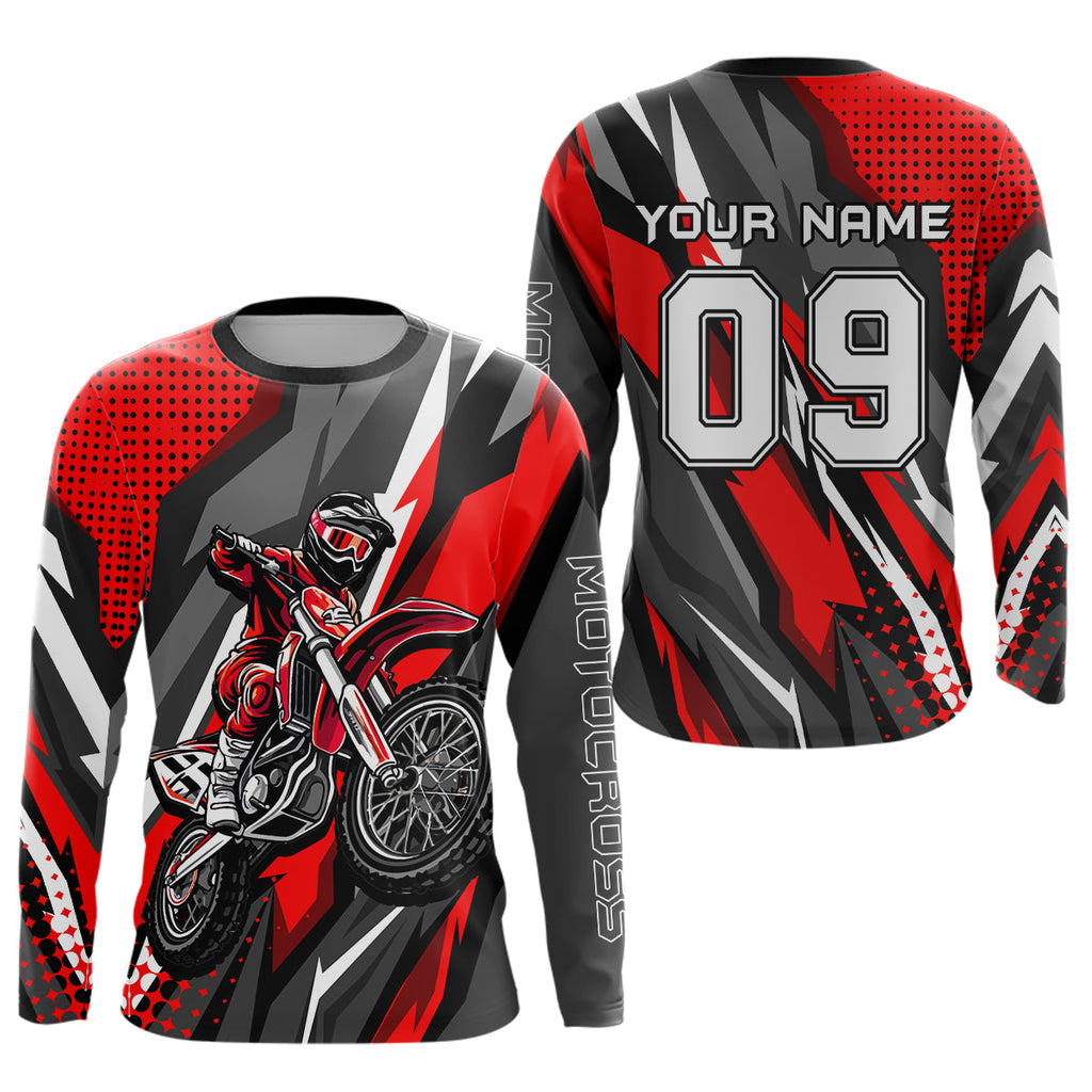 Custom Red Motocross Racing Jersey Upf30+ Dirt Bike Shirt Racing Jersey