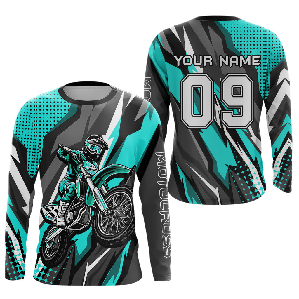 Custom Turquoise Motocross Racing Jersey Upf30+ Dirt Bike Shirt Racing Jersey