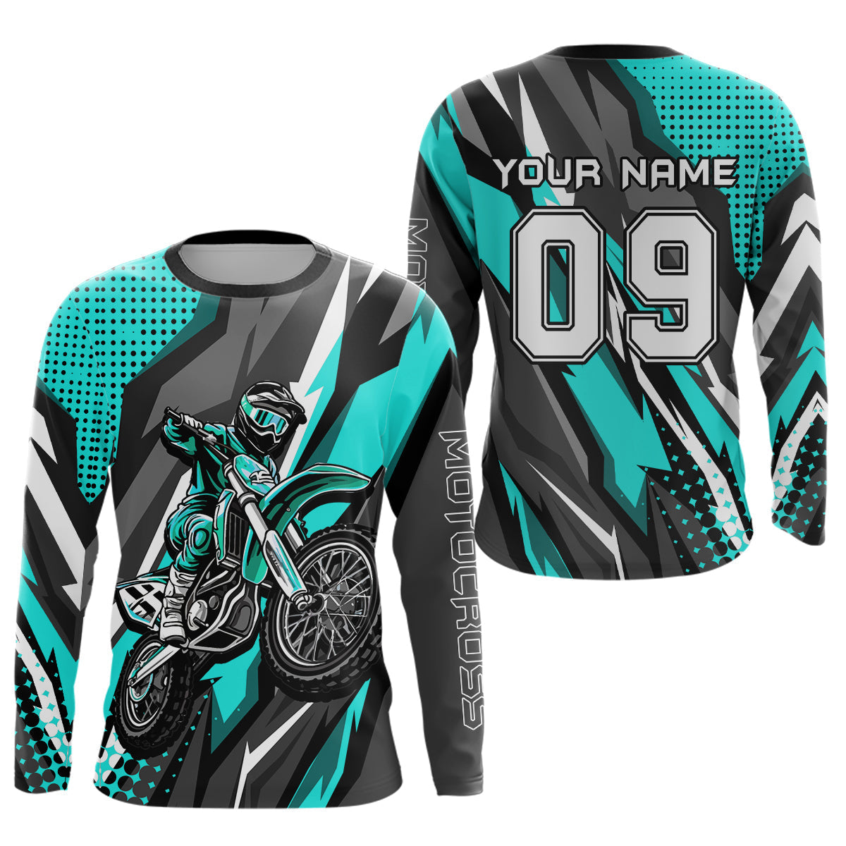 Custom Turquoise Motocross Racing Jersey Upf30+ Dirt Bike Shirt Racing Jersey