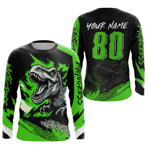 Green Dinosaur Motocross Racing Jersey + MX Racing Dirt Bike Jersey