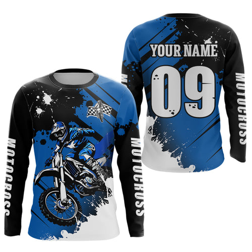 Personalized Blue Dirt Bike Jersey Motocross Jersey Upf30+ Racing Jersey
