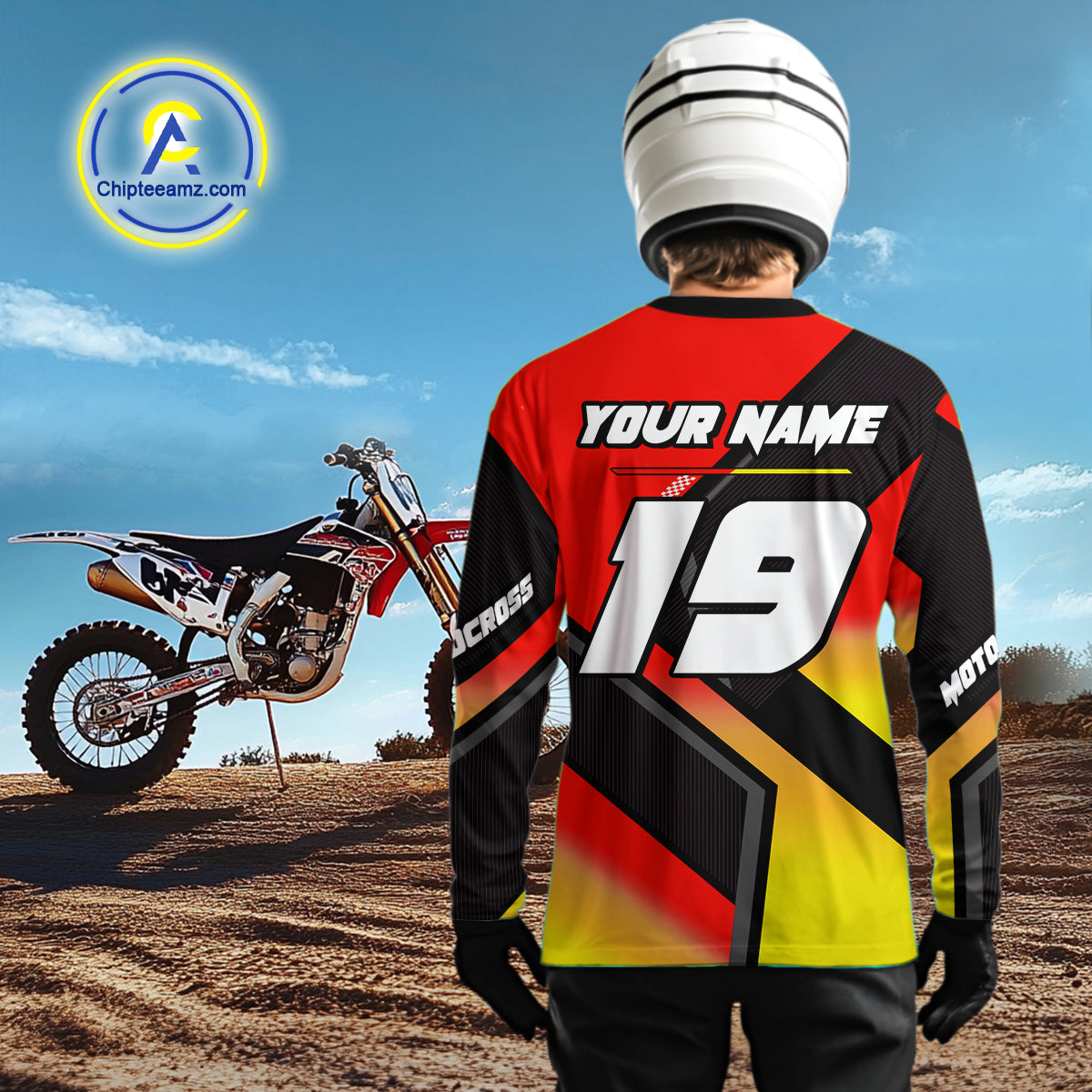 Red Motocross Shirts +Custom Dirt Bike Jersey Off-Road Shirt