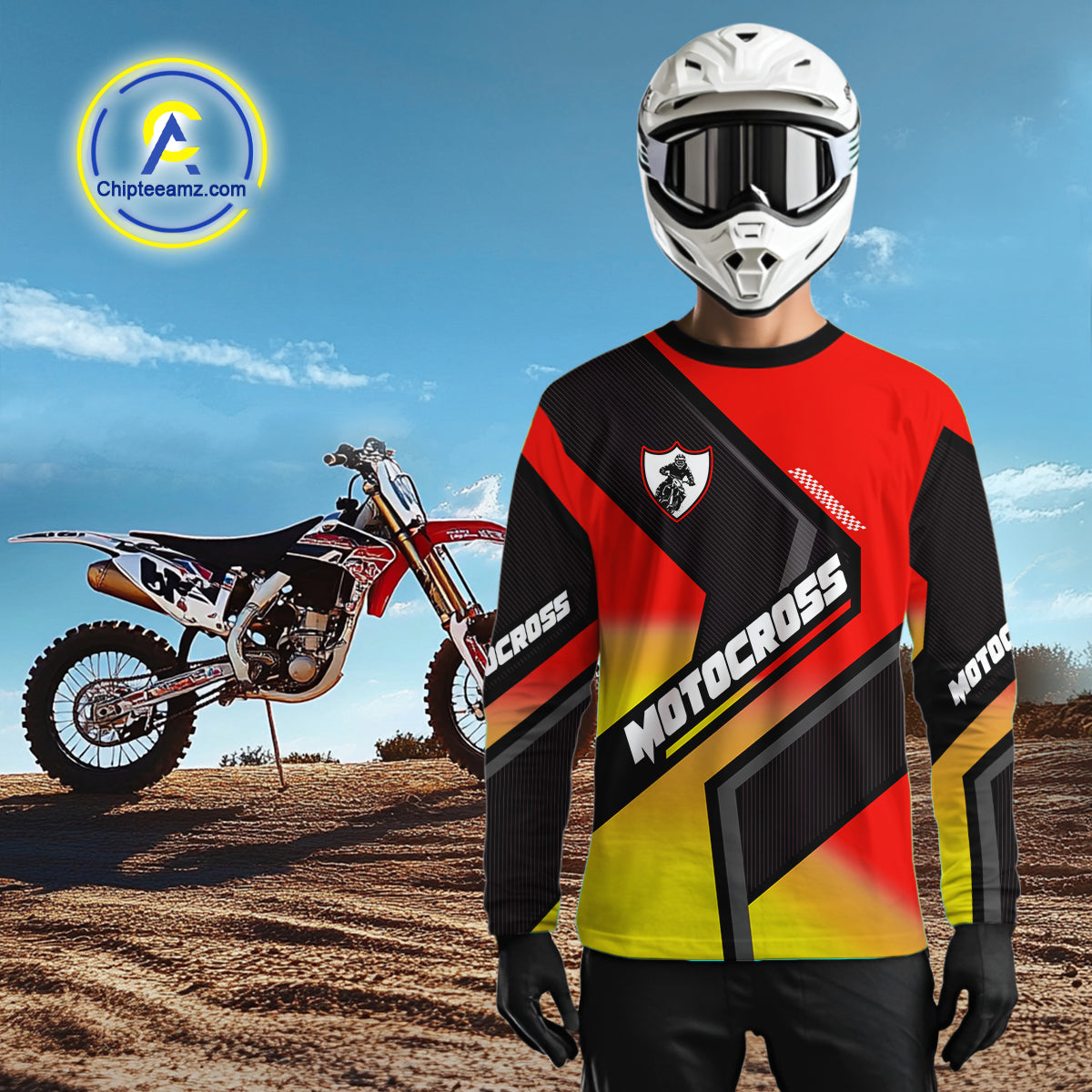 Red Motocross Shirts +Custom Dirt Bike Jersey Off-Road Shirt