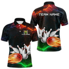 Custom Colorful Lightning Bowling Jersey Bowling Uniform Polo & 1/4 Zip Bowling Team Shirts