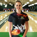 Custom Colorful Lightning Bowling Jersey Bowling Uniform Polo & 1/4 Zip Bowling Team Shirts