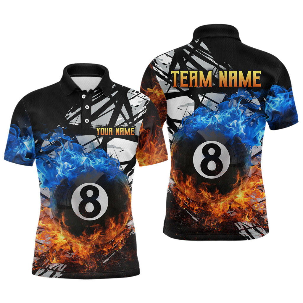 Custom Flame 8 Ball Billiard Shirts Billiard Team Jerseys Polo & 1/4 Zip Shirts