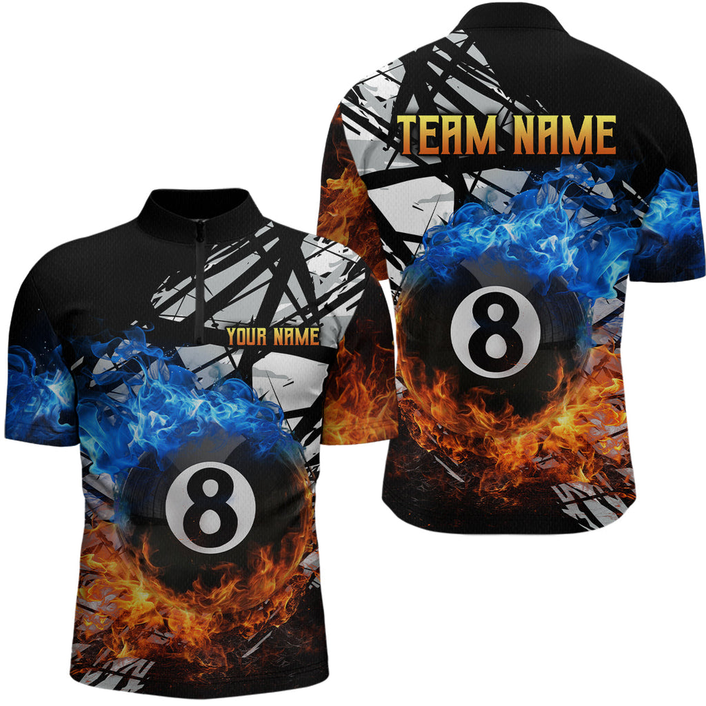 Custom Flame 8 Ball Billiard Shirts Billiard Team Jerseys Polo & 1/4 Zip Shirts